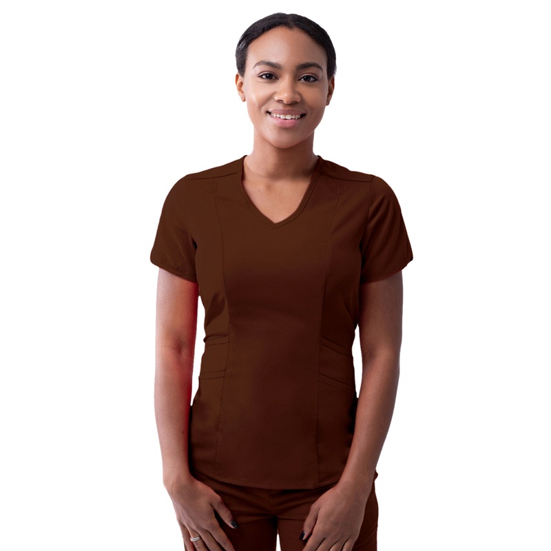 Women's V-Neck Top - P7002 - Coffee