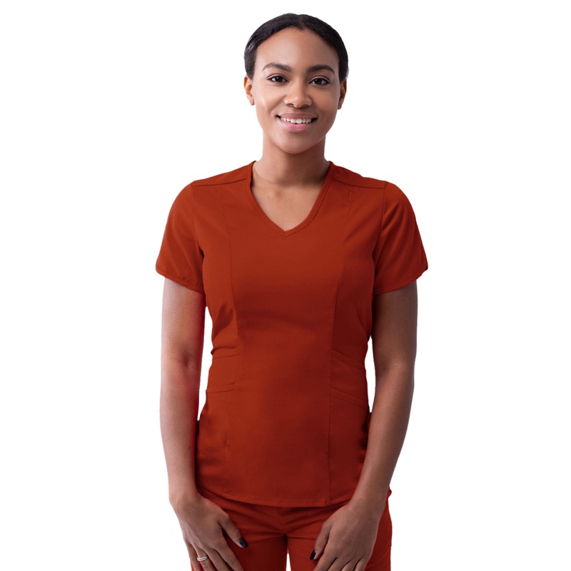 Women's V-Neck Top - P7002 - Red Ochre