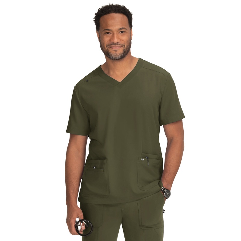 Men's 4-Pocket  V-Neck Free To Be Top - 672 - Olive Green