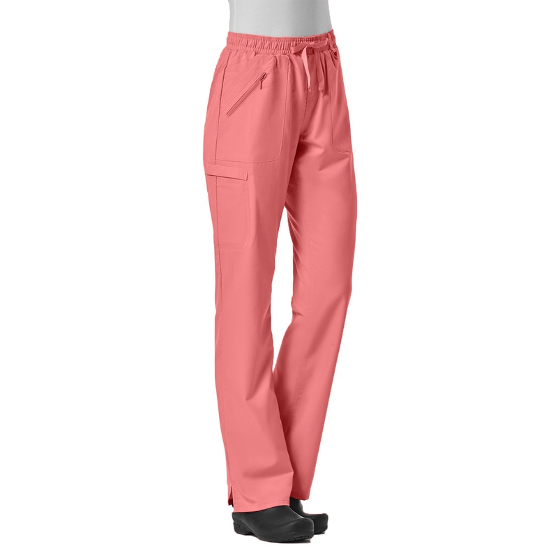 Women's Six-Pocket Full Elastic Pant - 7308 - Strawberry Pink