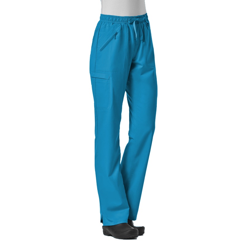 Women's Six-Pocket Full Elastic Pant - 7308 - Teal Blue