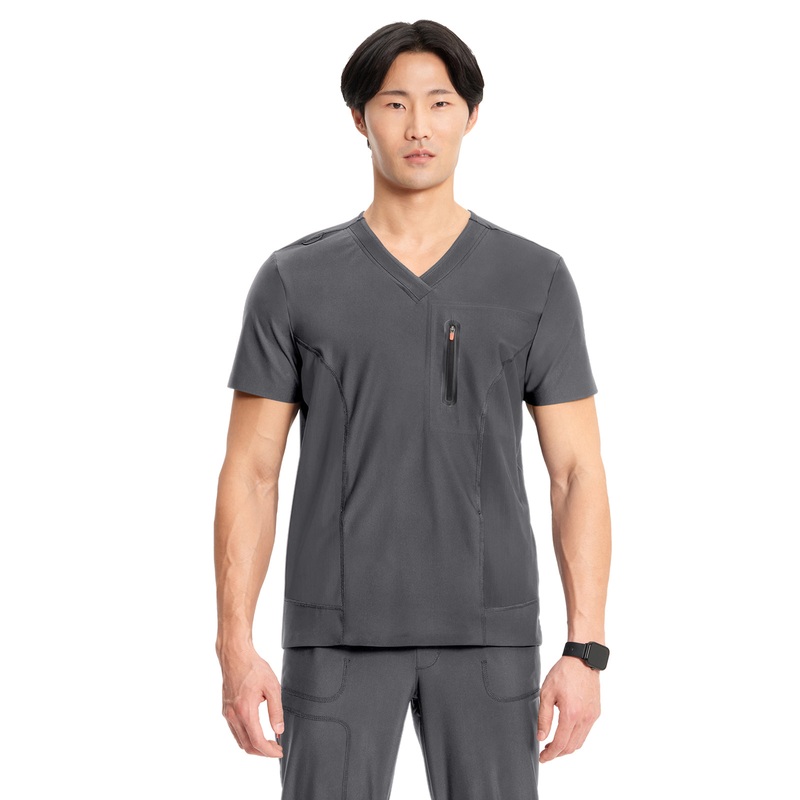 Men's 3-Pocket V-Neck Top - IN823A - Pewter