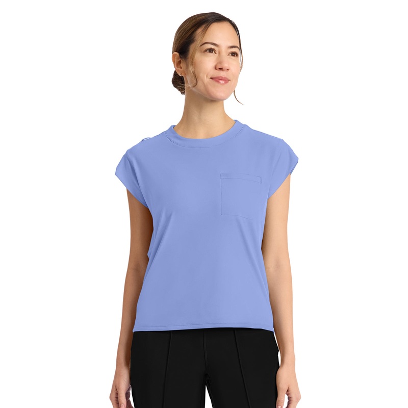 Women's 1-Pocket Crew Neck Top - CK936 - Ciel