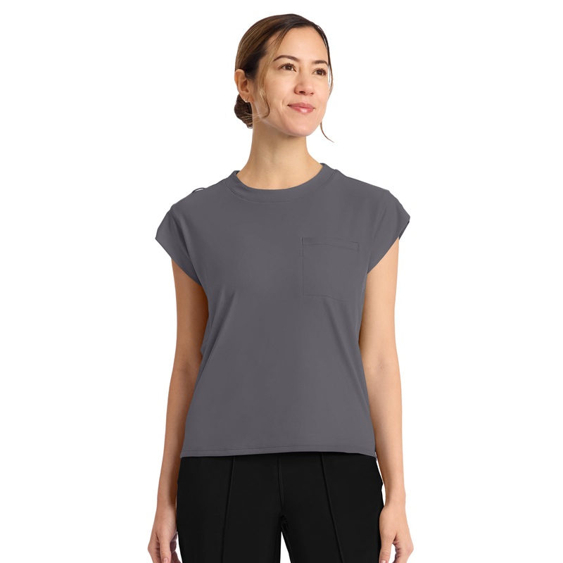 Women's 1-Pocket Crew Neck Top - CK936 - Pewter