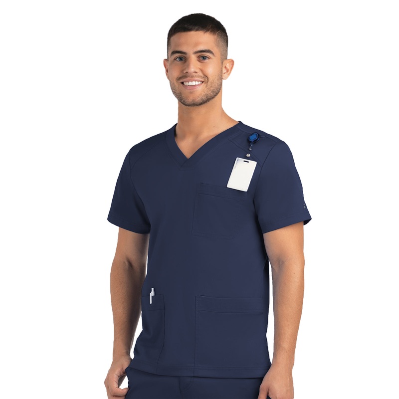 Men's Three-Pocket V-Neck Top - 5502 - Navy