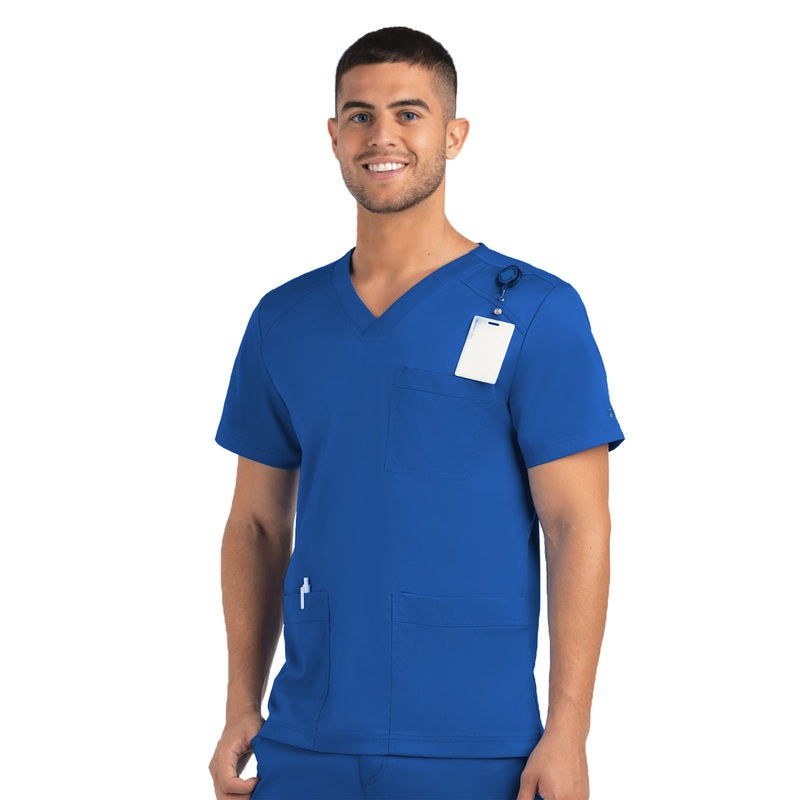 Men's Three-Pocket V-Neck Top - 5502 - Royal Blue