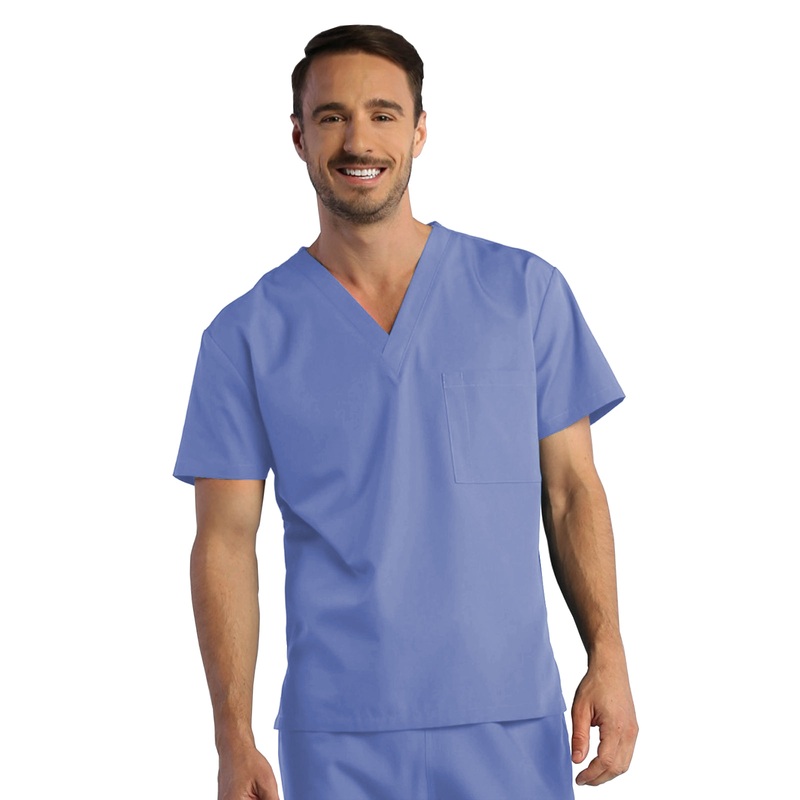 Unisex One-Pocket V-Neck Top - 1706 - Ceil Blue