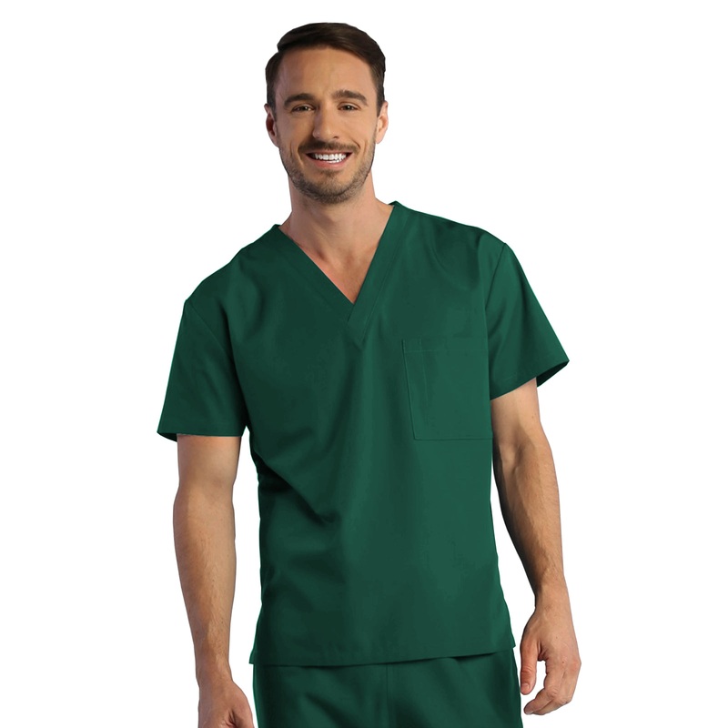 Unisex One-Pocket V-Neck Top - 1706 - Hunter Green
