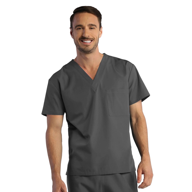 Unisex One-Pocket V-Neck Top - 1706 - Pewter