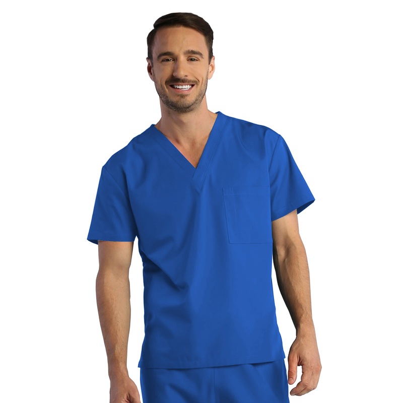 Unisex One-Pocket V-Neck Top - 1706 - Royal Blue
