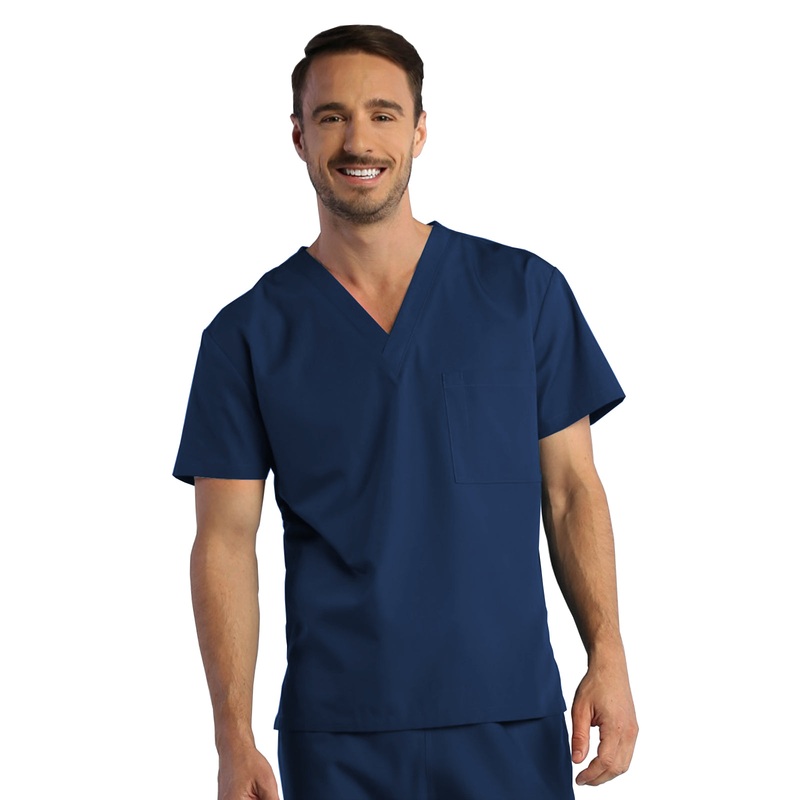 Unisex One-Pocket V-Neck Top - 1706 - True Navy