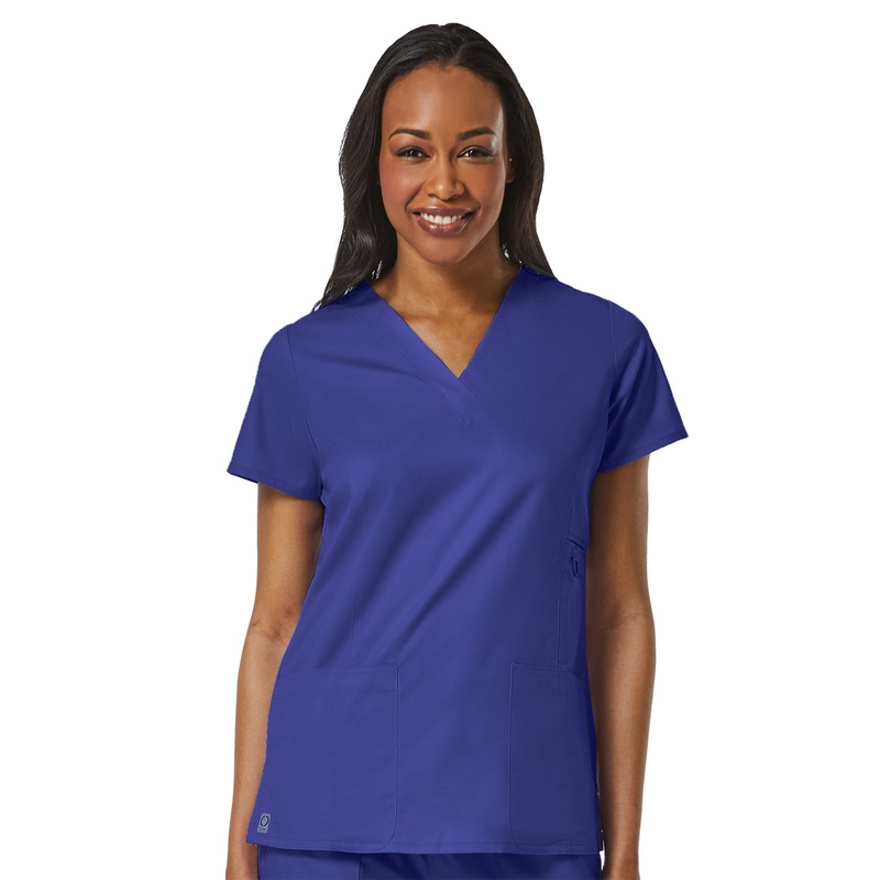 Women's Four-Pocket V-Neck Top - 1708 - Galaxy Blue