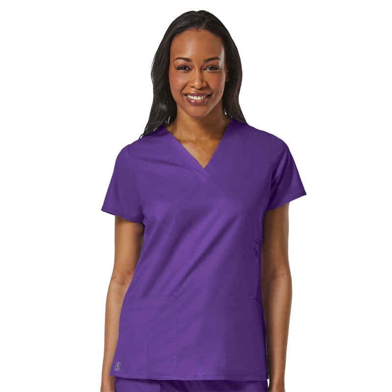 Women's Four-Pocket V-Neck Top - 1708 - Grape