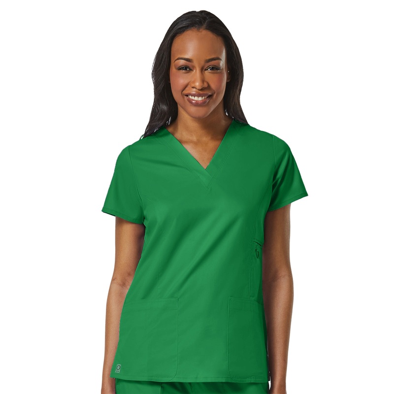 Women's Four-Pocket V-Neck Top - 1708 - Hunter Green