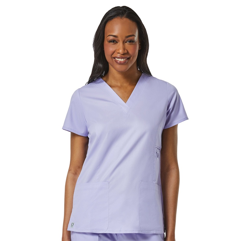 Women's Four-Pocket V-Neck Top - 1708 - Lavender
