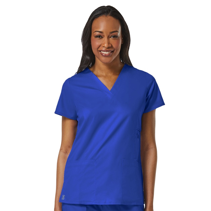Women's Four-Pocket V-Neck Top - 1708 - Royal Blue