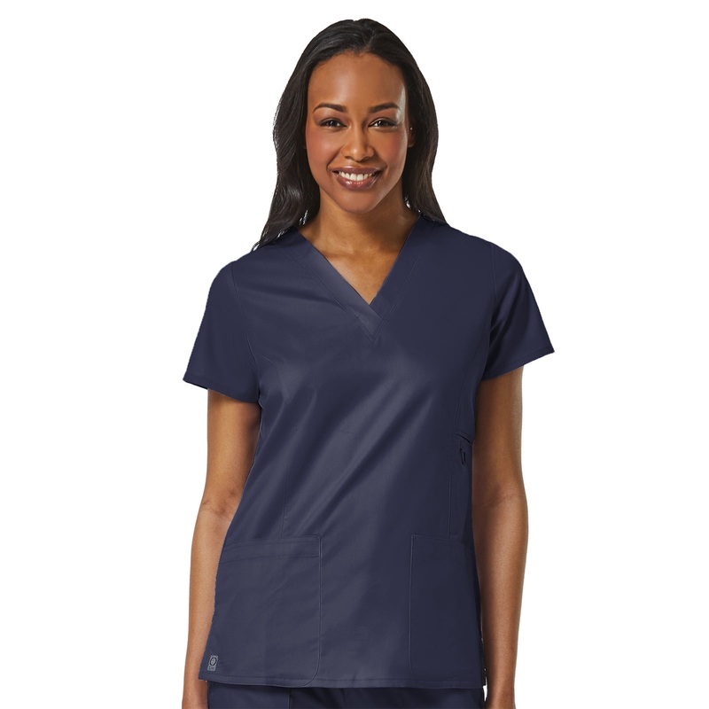 Women's Four-Pocket V-Neck Top - 1708 - True Navy