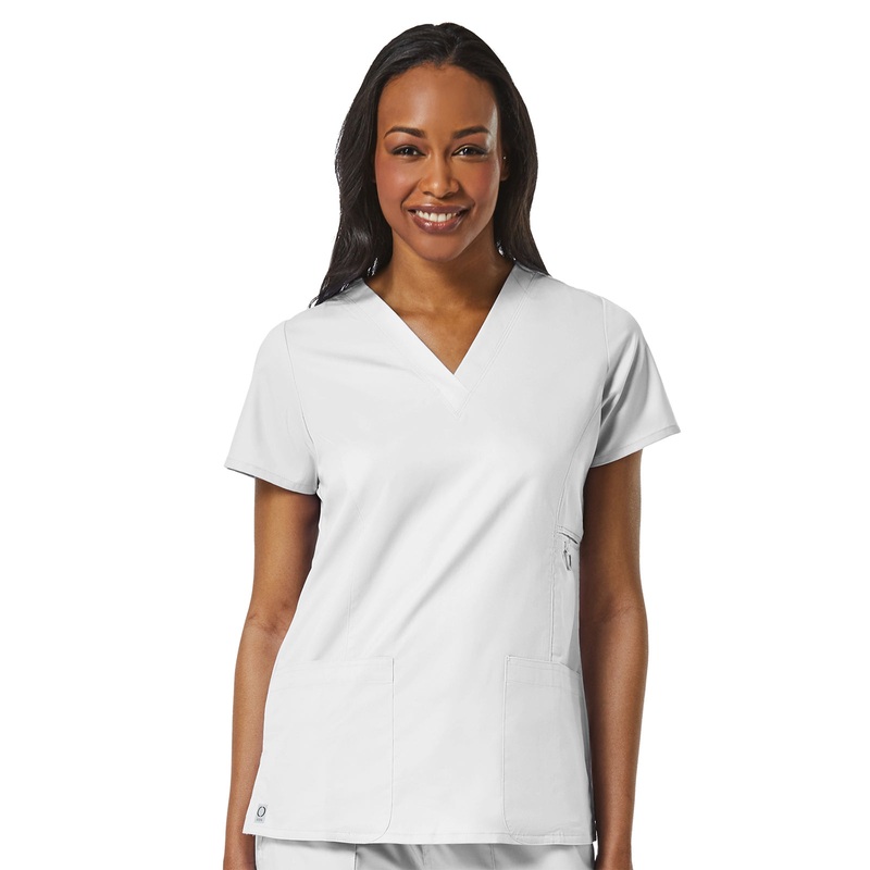 Women's Four-Pocket V-Neck Top - 1708 - White