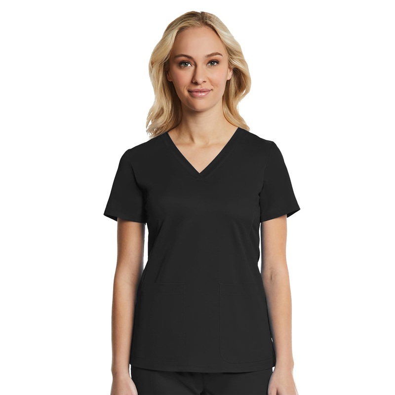 Women's Four-Pocket V-Neck Top - 1768 - Black