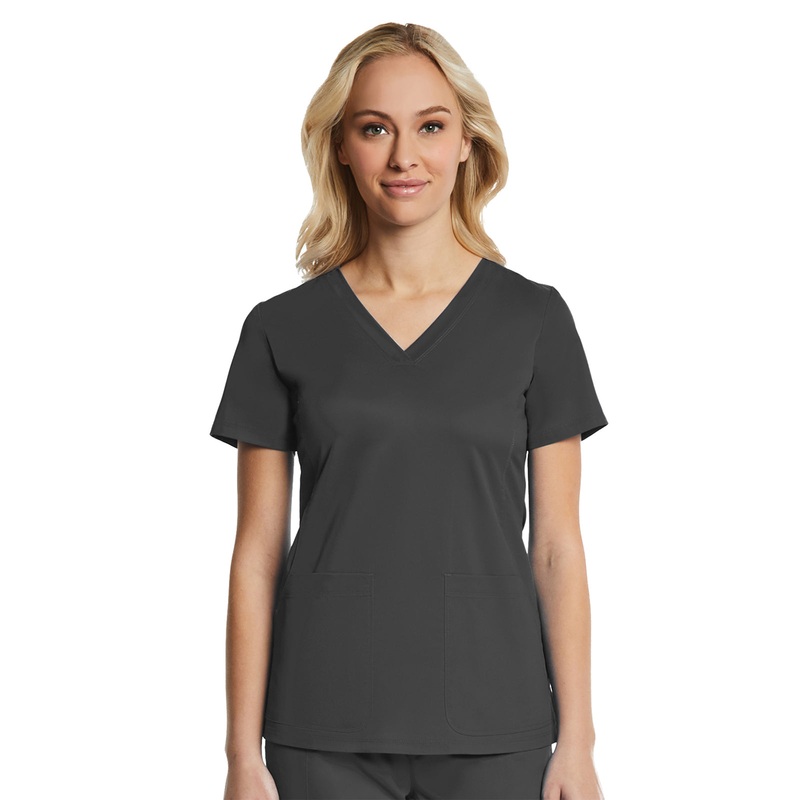 Women's Four-Pocket V-Neck Top - 1768 - Charcoal