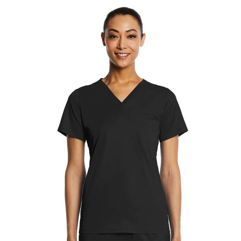 Women's One-Pocket V-Neck Top - 1778 - Black