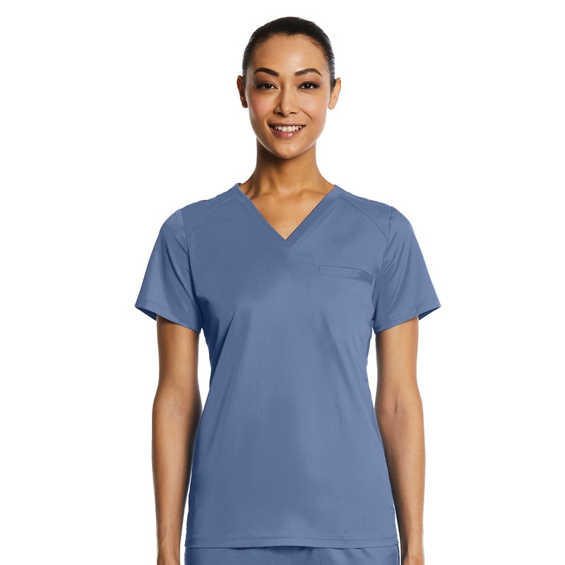 Women's One-Pocket V-Neck Top - 1778 - Infinity Blue