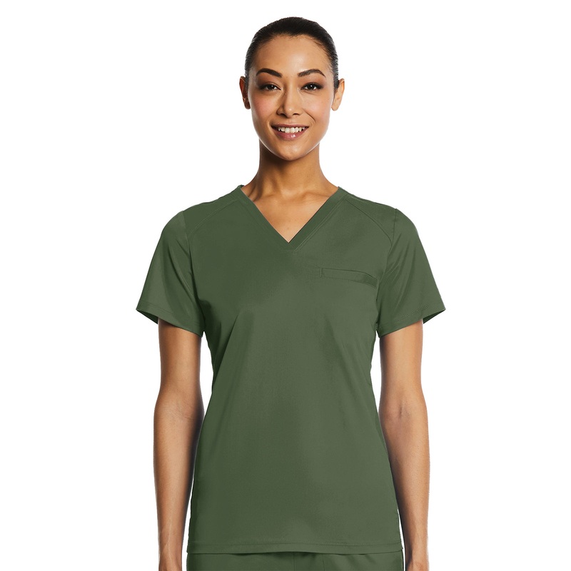 Women's One-Pocket V-Neck Top - 1778 - Olive