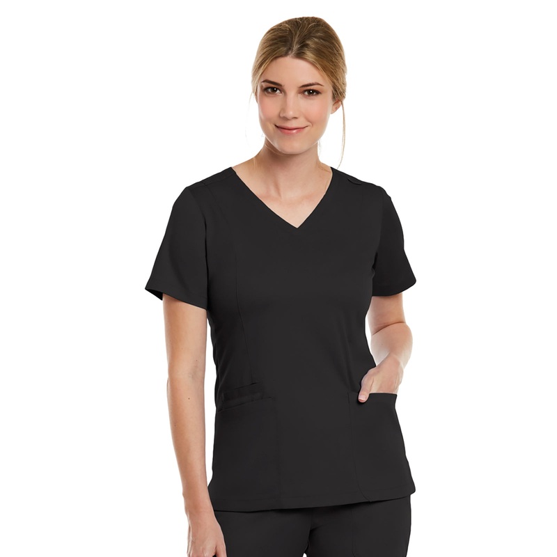 Women's Three-Pocket V-Neck Top - 3501 - Black