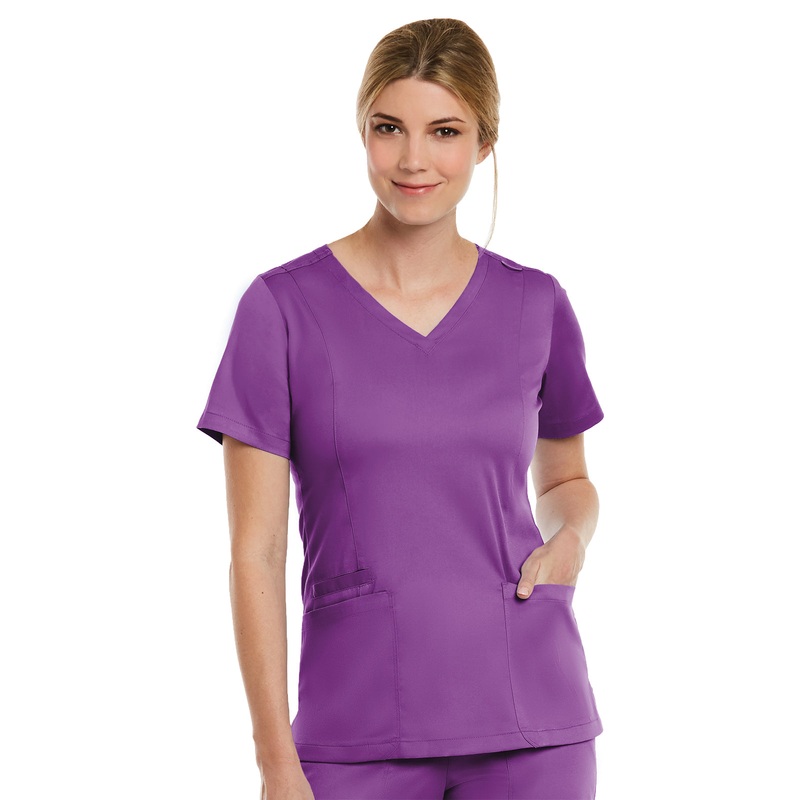 Women's Three-Pocket V-Neck Top - 3501 - Dahlia