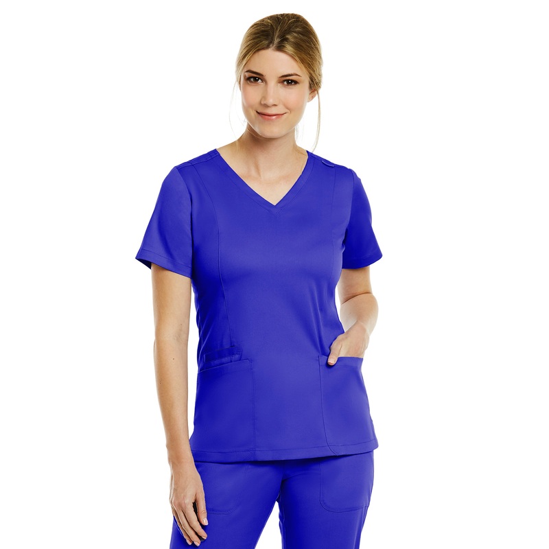 Women's Three-Pocket V-Neck Top - 3501 - Galaxy Blue