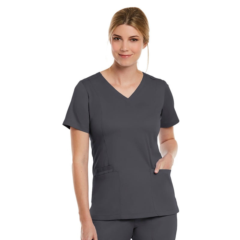 Women's Three-Pocket V-Neck Top - 3501 - Pewter