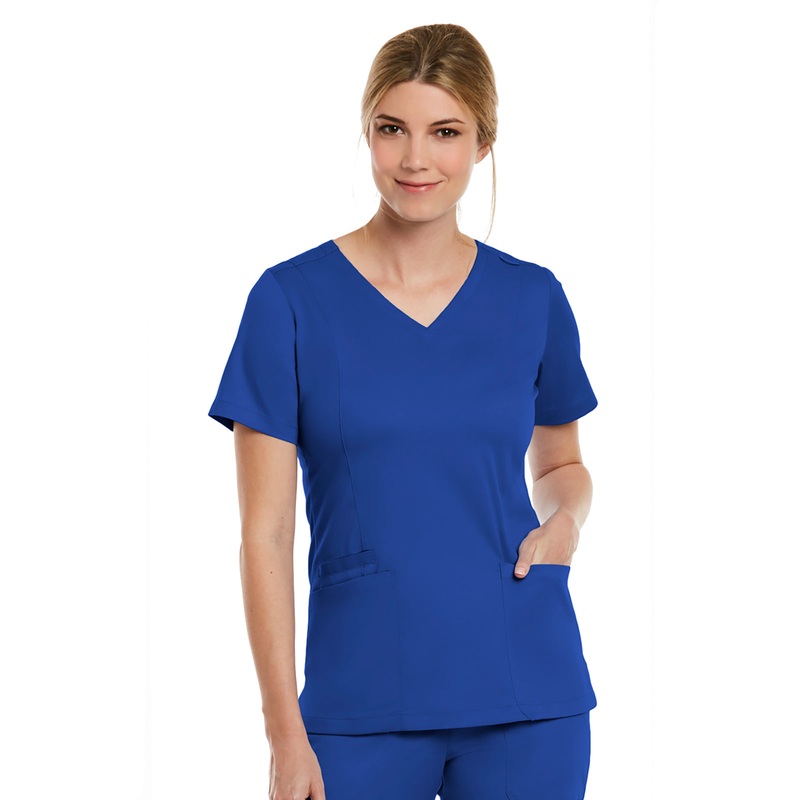 Women's Three-Pocket V-Neck Top - 3501 - Royal Blue