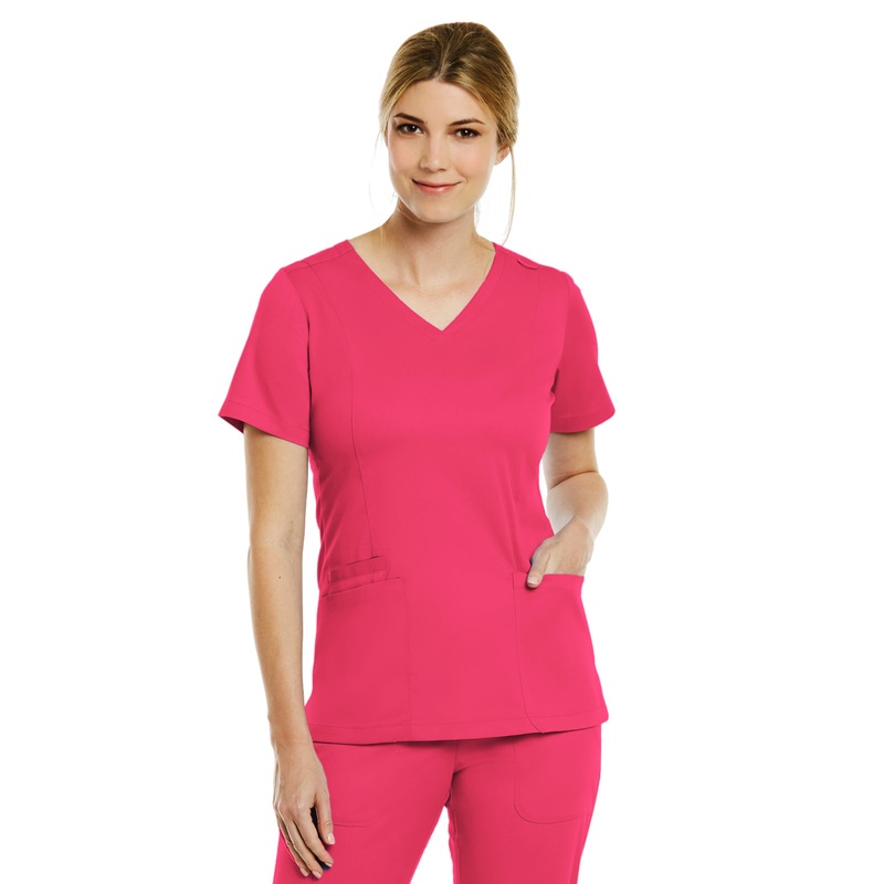 Women's Three-Pocket V-Neck Top - 3501 - Watermelon