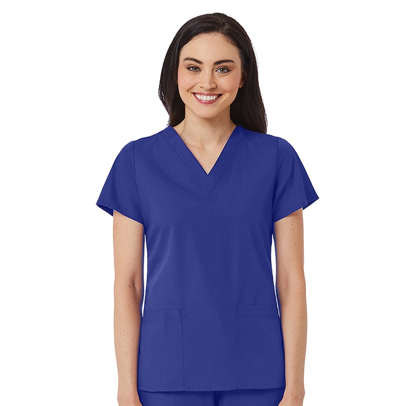 Women's V-Neck Two Pocket Top - 1716 - Galaxy Blue