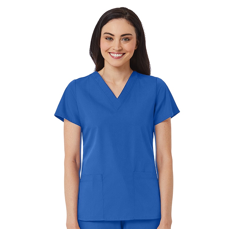 Women's V-Neck Two Pocket Top - 1716 - Royal Blue