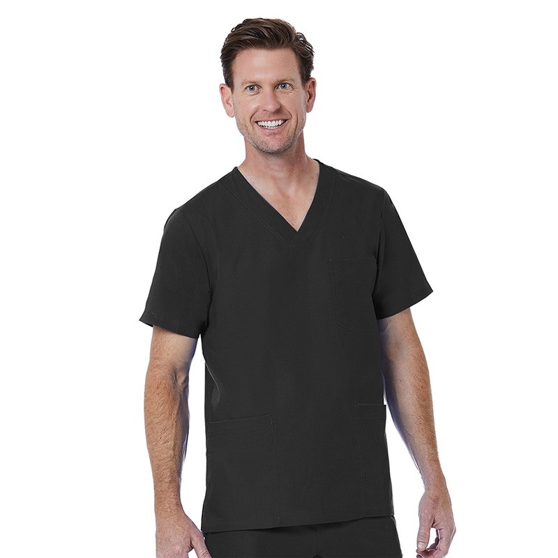 Men's 3-Pocket V-Neck Top - 5206 - Black