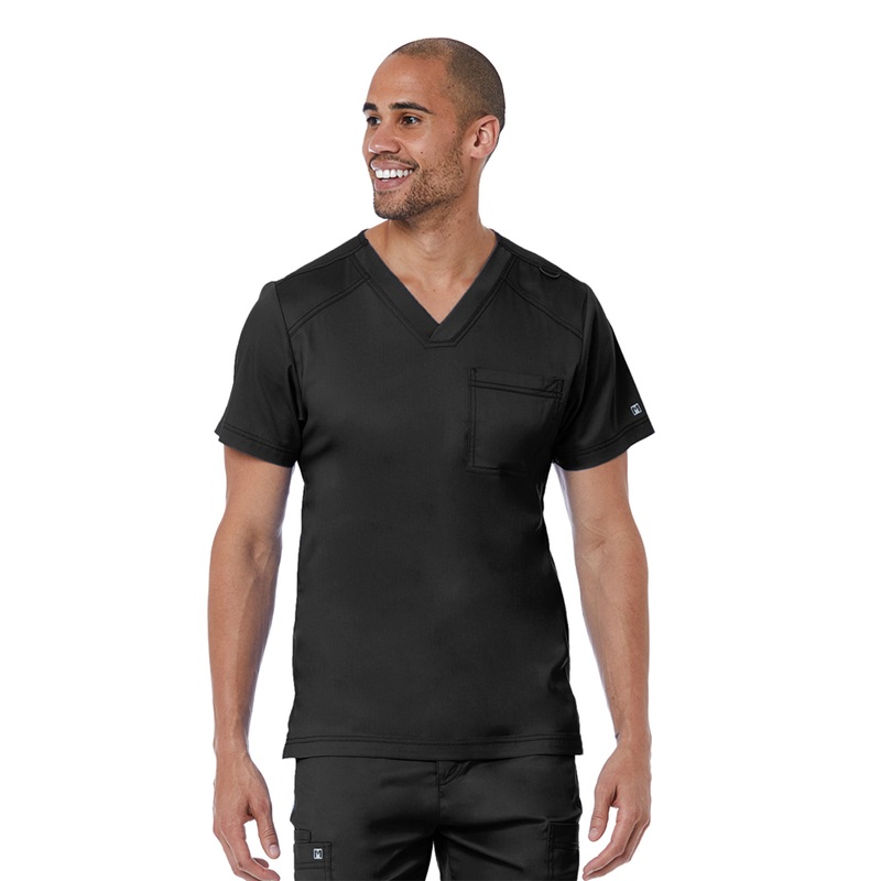 Men's One-Pocket V-Neck Top - 5501 - Black