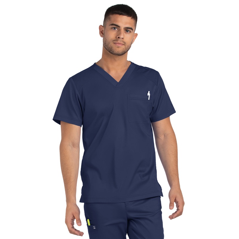 Men's One-Pocket V-Neck Top - 5501 - Navy