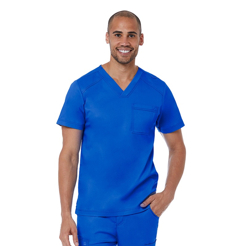 Men's One-Pocket V-Neck Top - 5501 - Royal Blue