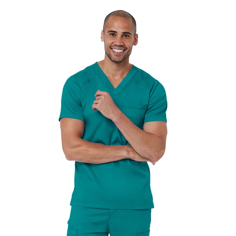 Men's One-Pocket V-Neck Top - 5501 - Teal
