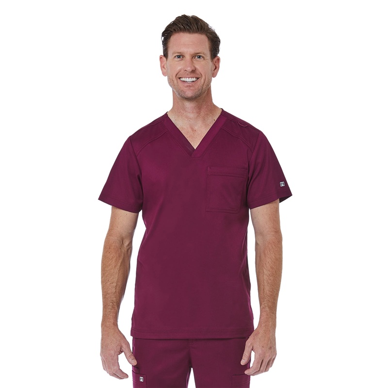 Men's One-Pocket V-Neck Top - 5501 - Wine