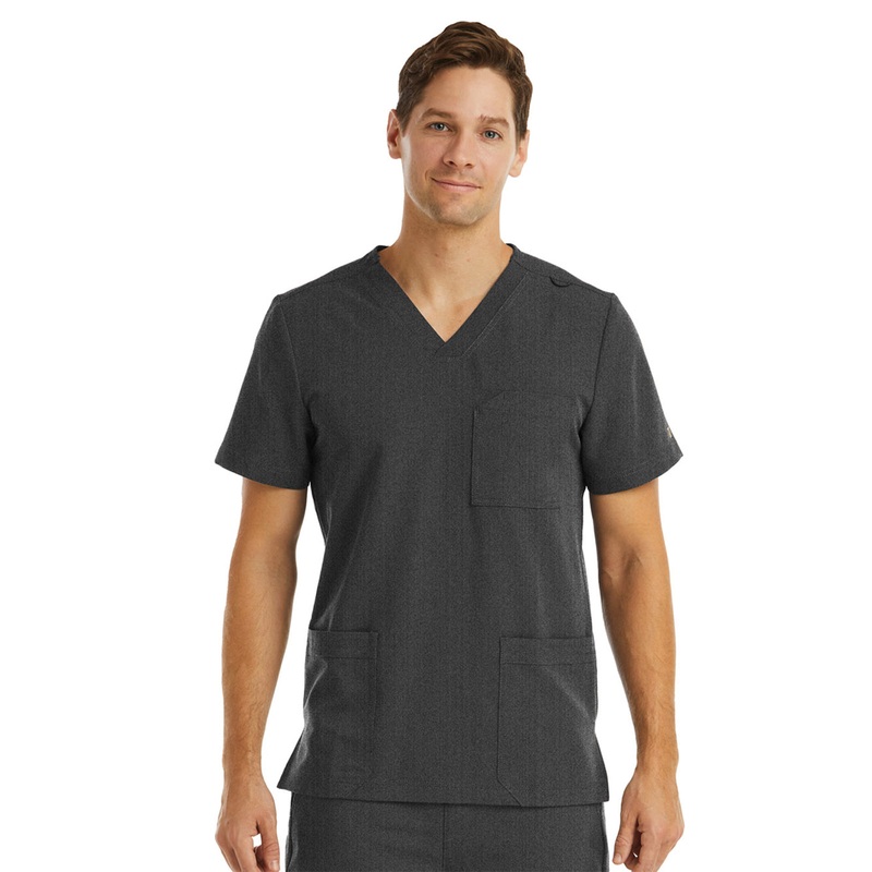 Men's V-Neck Top - 5902 - Heather Grey