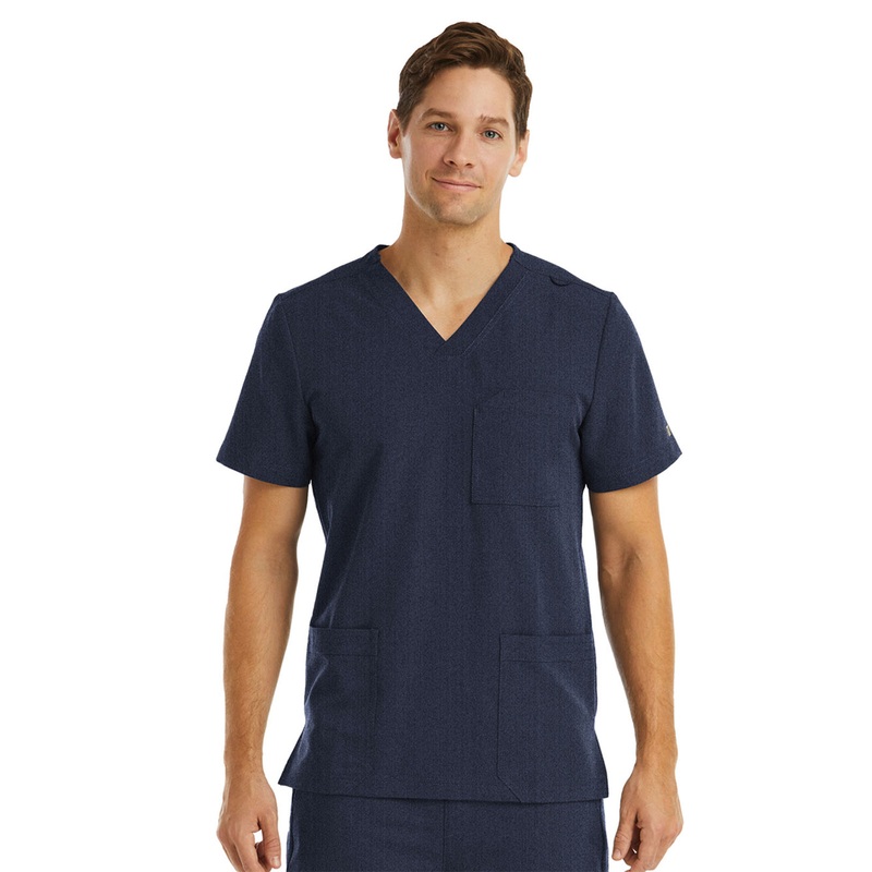 Men's V-Neck Top - 5902 - Heather Navy
