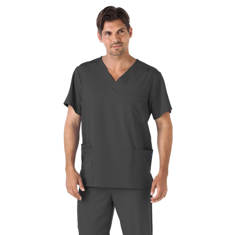 Unisex 4-Pocket V-Neck Top - 2371 - Charcoal