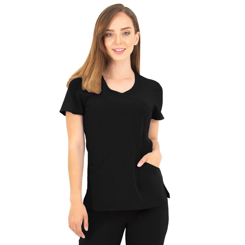 Women's Mock-Wrap Top - 1512 - Black