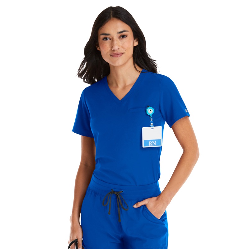 Women's One-Pocket V-Neck Tuck-In Top - 4530 - Royal Blue