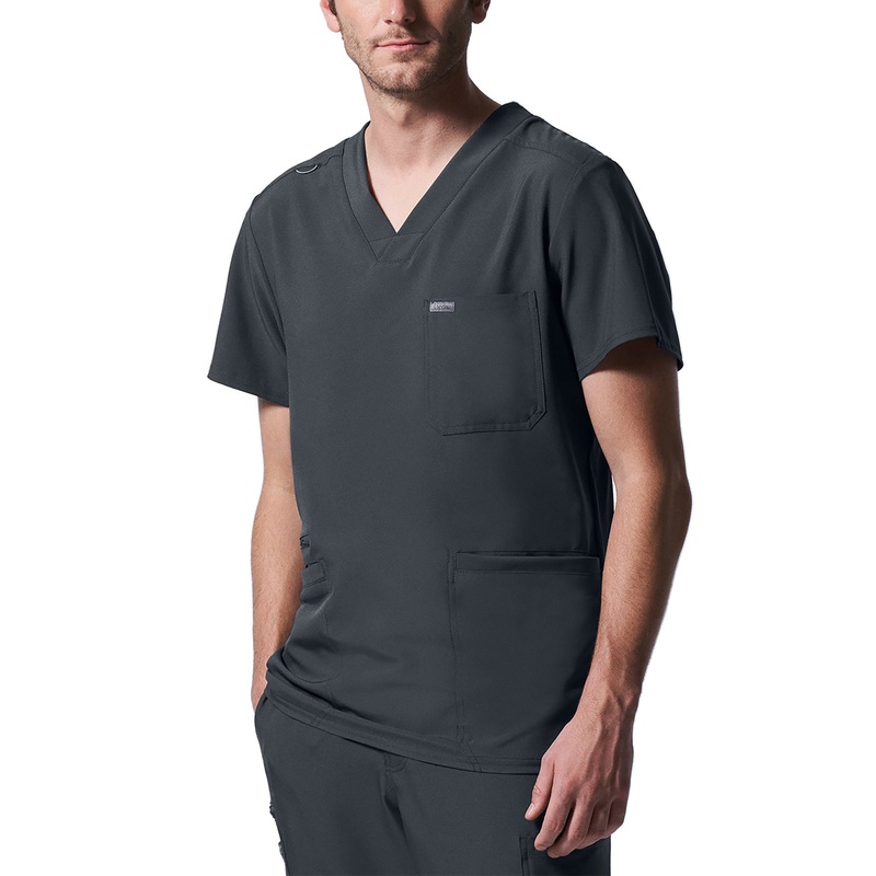 Men's 4-Pocket Back Yoke V-Neck Top - LT110 - Pewter