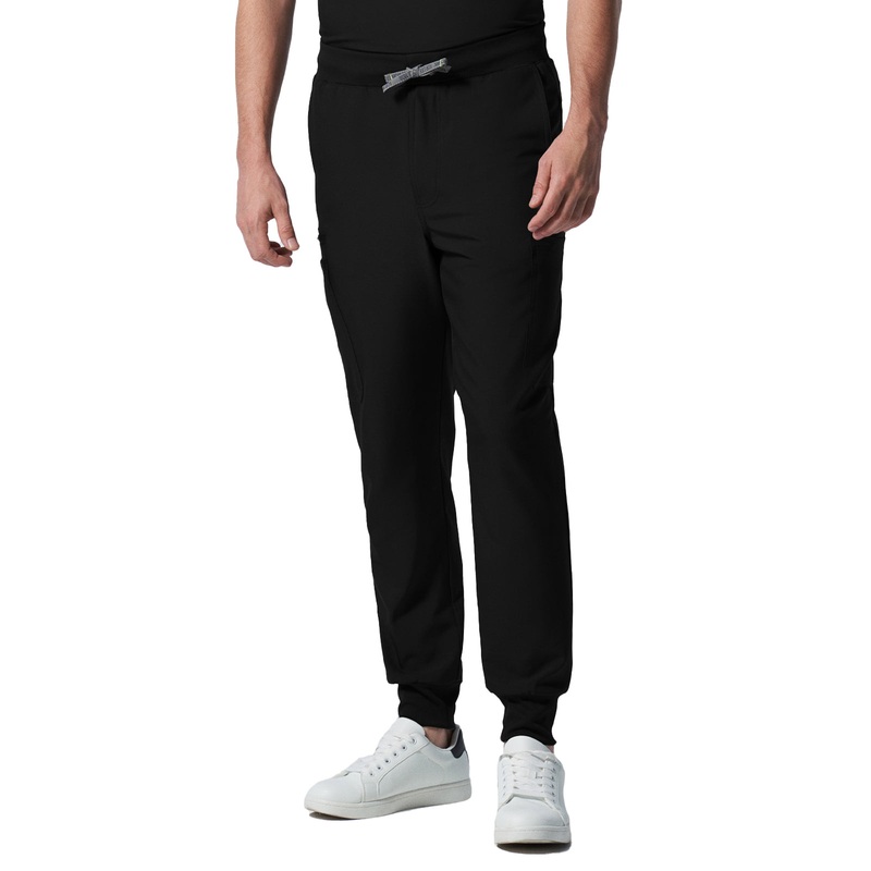 Men's 7-Pocket Mid-Rise Triple-Elastic Waist Jogger Pant - LB409 - Black