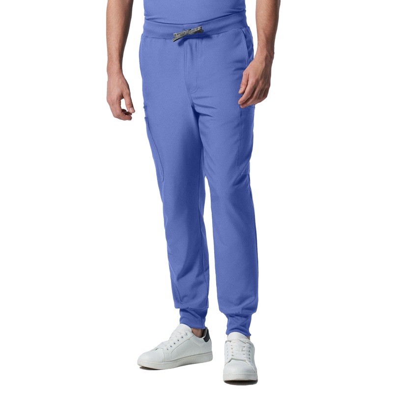 Men's 7-Pocket Mid-Rise Triple-Elastic Waist Jogger Pant - LB409 - Ceil Blue