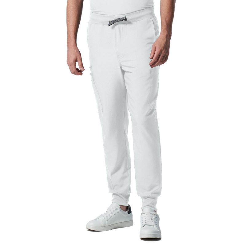 Men's 7-Pocket Mid-Rise Triple-Elastic Waist Jogger Pant - LB409 - White